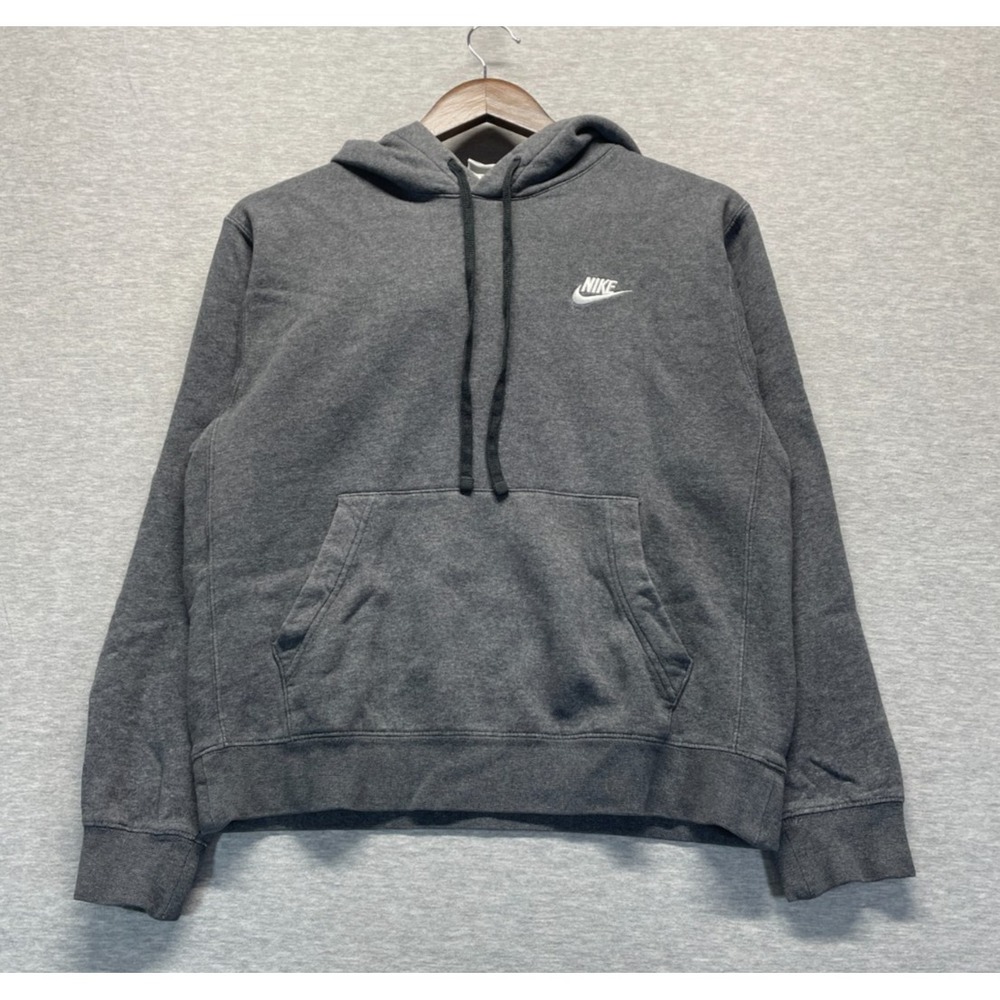 Nike Sportswear Club Fleece Hoodie Mens Small Charcoal Gray Logo Pullover